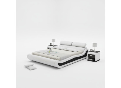 Luxe leren bed met USB-beklede bedden Dubbel Modern Huwelijk 140/160/180 cm