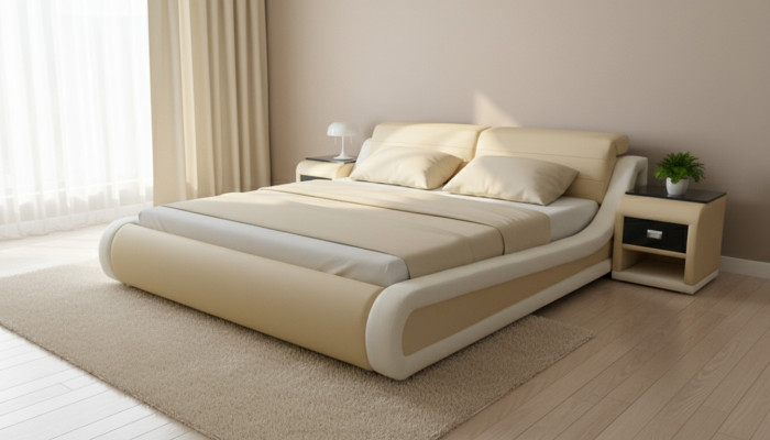 Tweepersoons luxe leren bed + USB-beklede bedden Multifunctioneel LB8831