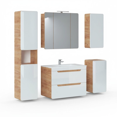Ontwerp Badkamermeubels Bad 5-delig Set Garnituur Kast Verlichting