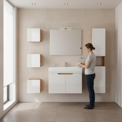 Ontwerp badkamermeubels Bad 6-delige set set kast wastafel