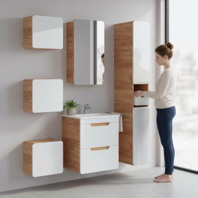 Ontwerp badkamermeubelen Bad 6-delige set garnituur decor kast wastafel