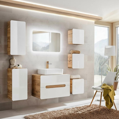 Ontwerp Badkamermeubilair Bad 7-delige Set Garnituur Kast Wastafel