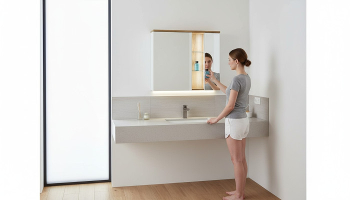 Spiegelkast Wandkast Badkamerkast met spiegel 80 cm LED