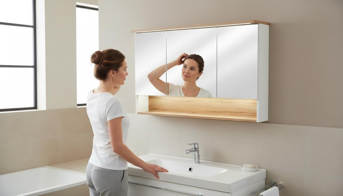 Spiegelkast Wandkast Badkamerkast met spiegel 120 cm LED