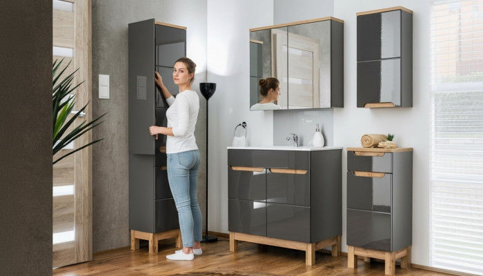 Ontwerpmeubilair badkamer badset garnituur kast wastafel badmeubelsets 5-delig.