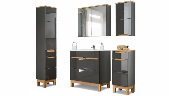 Ontwerpmeubilair badkamer badset garnituur kast wastafel badmeubelsets 5-delig.