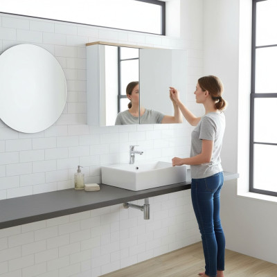 Spiegelkast Wandkast Badkamerkast met spiegel 80 cm