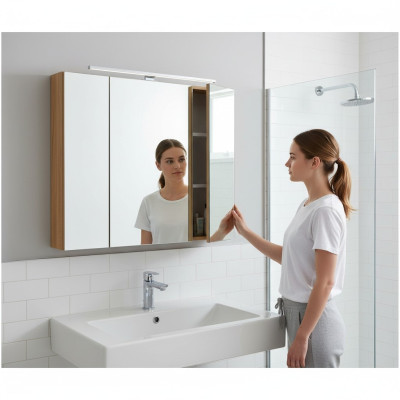 Spiegelkast Wandkast Badkamerkast met spiegel 80 cm Decoratieve LED