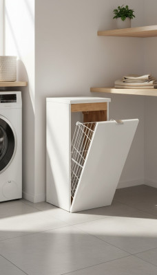 Universelle hangkast kast Decoratief badmeubel met een wasmand
