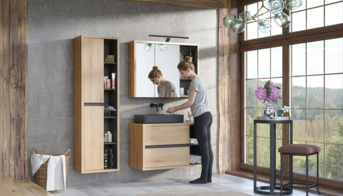 Ontwerp badkamermeubelen bad 3-delige set decoratie-garnituur kast wastafel