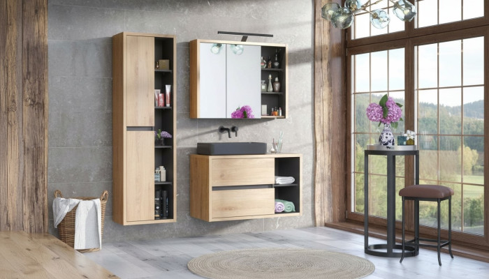 Ontwerp badkamermeubelen bad 3-delige set decoratie-garnituur kast wastafel
