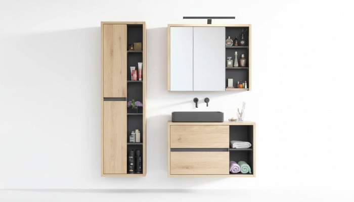 Ontwerp badkamermeubelen bad 3-delige set decoratie-garnituur kast wastafel