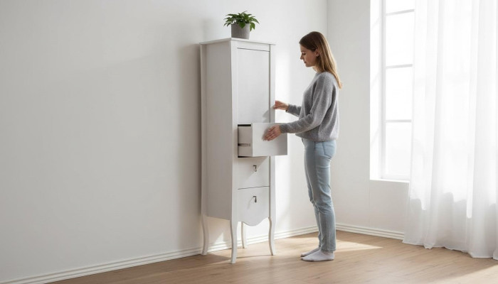 Badmeubels Badkamerkast Houten Hoge kast wit Badkamerkast
