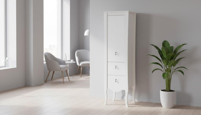Badmeubels Badkamerkast Houten Hoge kast wit Badkamerkast