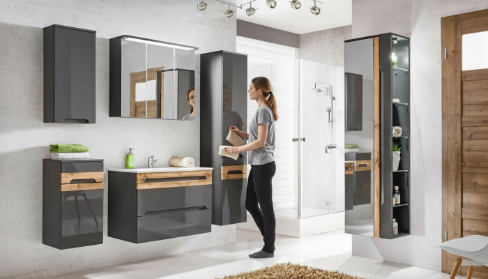 Ontwerp badkamermeubels Bad 5-delige set Garnituur Kast Wastafel Verlichting