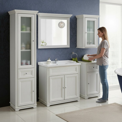Ontwerp Badkamer Meubilair Bad 5-delig Deco Set Badkamerkast Wastafel