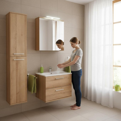 Ontwerp badkamermeubels Bad 3 delig. Decoratieset Garnituur Kast Wastafel