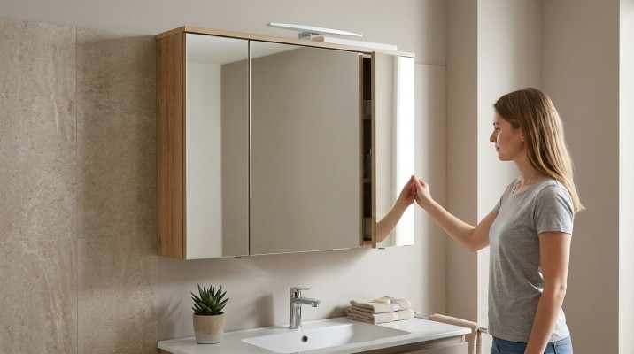Spiegelkast Wandkast Badkamerkast Deco met spiegel 80 cm LED