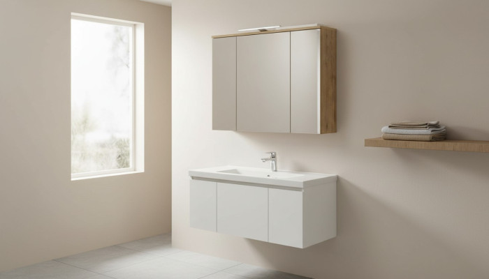 Spiegelkast Wandkast Badkamerkast Deco met spiegel 80 cm LED