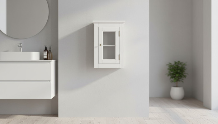 Badkamer badmeubelen plank kast lichte kasten apotheken hout