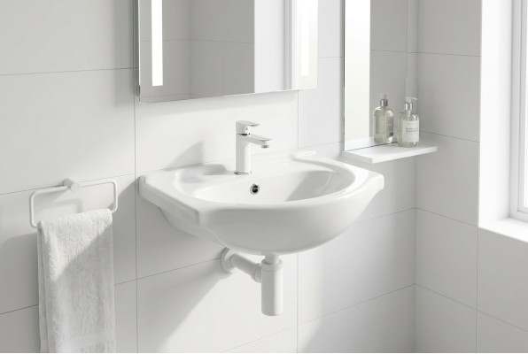 Keramische wastafel, decoratief, modern, opzetwastafel, wit