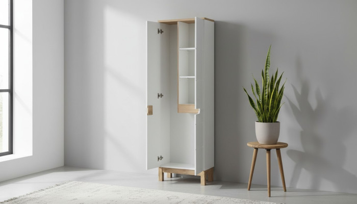 Badkamer kast Hoge kast Kast Opslag Decoratief Wit Badkamer