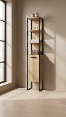 Decoratieve badkamer hoge kast planken badkamerkast badkamermeubels planken bad