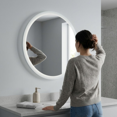 Ronde spiegel met LED-verlichting voor badkamer met verlichting