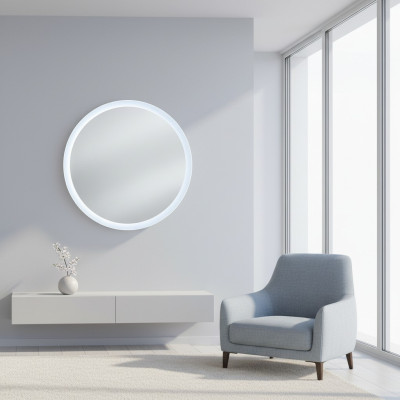 Ronde spiegel met LED-verlichting voor badkamer.