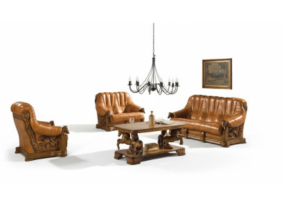 Woonkamer bankstel bank zitbank bankstel leer hout 3+2 set meubilair nieuw   Woonkamer bankstel bank zitbank bankstel leer hout 3+2 set meubilair nieuw