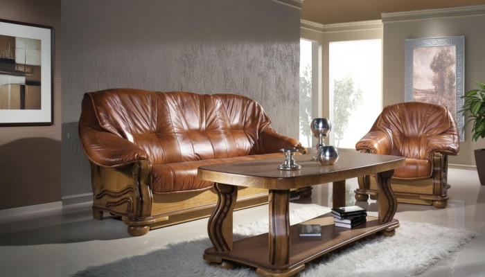 Antieke stijl leren bank bankstel 3+2+1 zits Italiaans leer bekleding