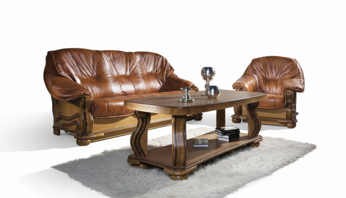 Antieke stijl leren bank bankstel 3+2+1 zits Italiaans leer bekleding