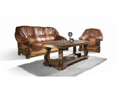 Antieke stijl leren bank bankstel 3+2+1 zits Italiaans leer bekleding