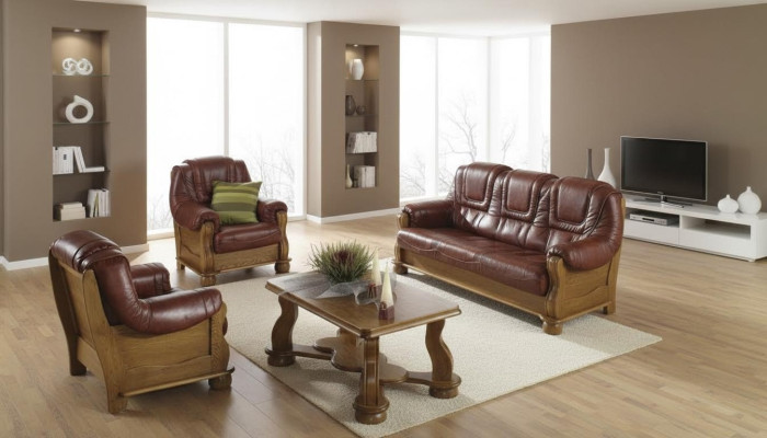 Klassieke set van 3+2+1 zits bankstel bank bankstel bank bankstel 100% lederen bank bekleding