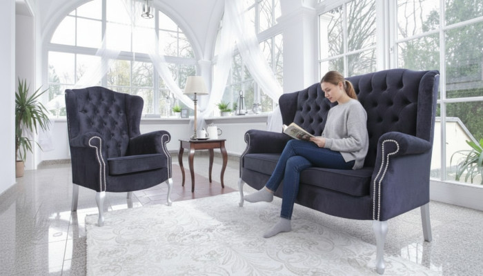 Klassiek Chesterfield bankstel 3+1+1 zitsbank bank gestoffeerd fluweel Nieuw