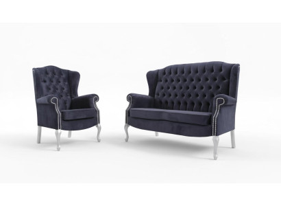Klassiek Chesterfield bankstel 3+1+1 zitsbank bank gestoffeerd fluweel Nieuw