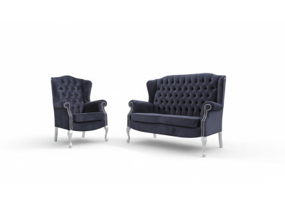 Klassieke Chesterfield bankstel 3+2 zitsbank bank gestoffeerde fluwelen textiel