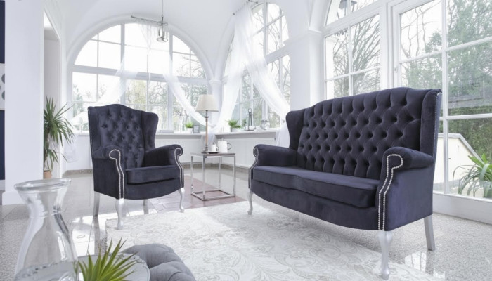 Klassieke Chesterfield tweezitter 2-zitsbank bank gestoffeerd in fluweel couches