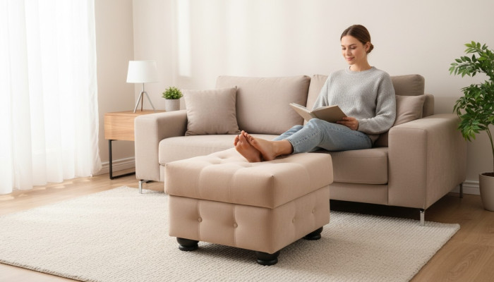 XXL Voetenbank Club Lounge Kruk Textiel Ottoman Design Poef Ottomaan Nieuw  XXL voetenbank Club Lounge Kruk Textiel Ottomaan Ontwerp Poef Ottomaan Nieuw
