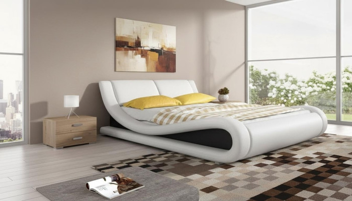 Bed met gestoffeerd Polster Kunstleer Designer Hotel Twee Luxe Design