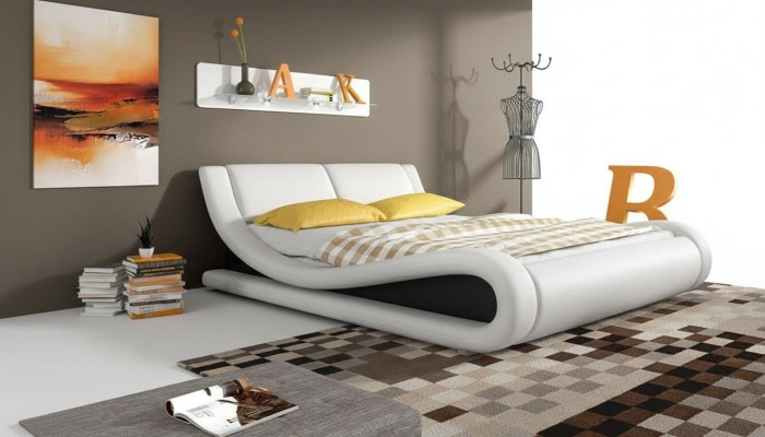 Bed met gestoffeerd Polster Kunstleer Designer Hotel Twee Luxe Design