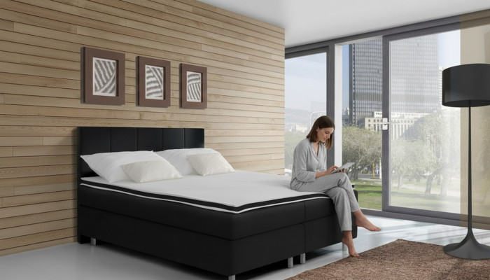 Boxspringbed Bedden Bed Bekleding Kunstleer Ontwerper Hotel Dubbel Luxe Ontwerp