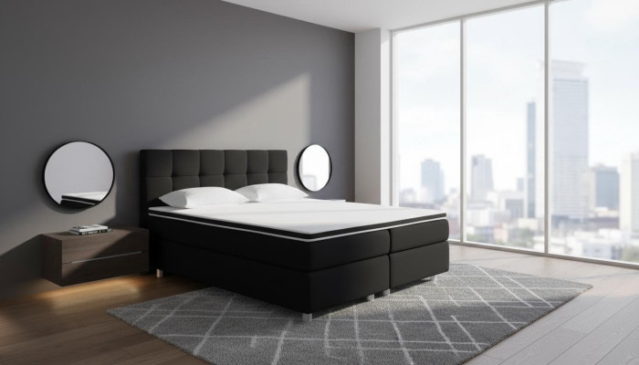 Boxspringbed Bedden Bed Bekleding Kunstleer Ontwerper Hotel Dubbel Luxe Ontwerp