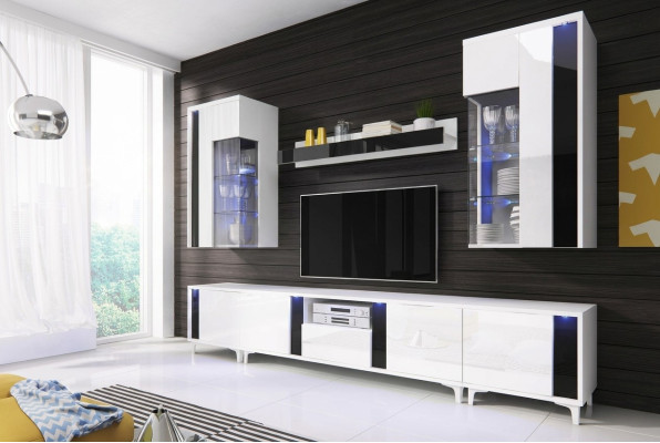 Hoogglans woonwand kastwand decoratie woonkamer kast vitrine sideboard