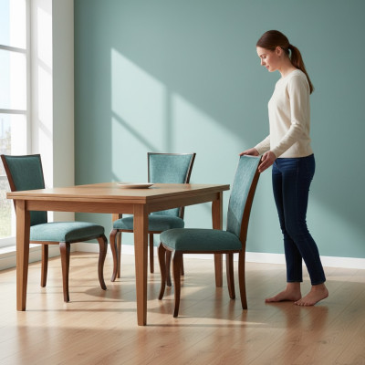 Eetkamergroep 6 x armstoel fauteuil set eetkamerstoel hout bekleding nieuw