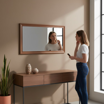 Klassieke wandspiegel houten frame spiegel meubels Nieuw 142 x 77cm glas Design nieuw