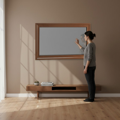 Klassieke wandspiegel met houten frame meubels Nieuw 103x61cm glas