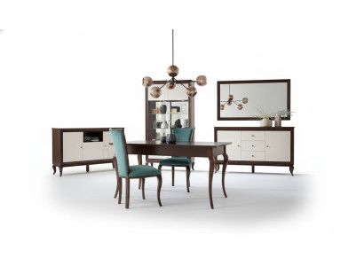 Compleet set eettafel + 6 stoelen eetkamer set decoratieve eetgroep houten tafel