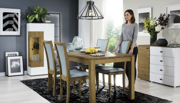 Stel van 4 stoelen Luxe Design Gestoffeerd Massief Hout Kantoor Kantoor Eetkamerstoel Zitting