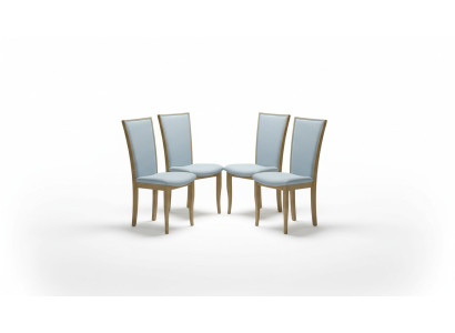 Stel van 4 stoelen Luxe Design Gestoffeerd Massief Hout Kantoor Kantoor Eetkamerstoel Zitting